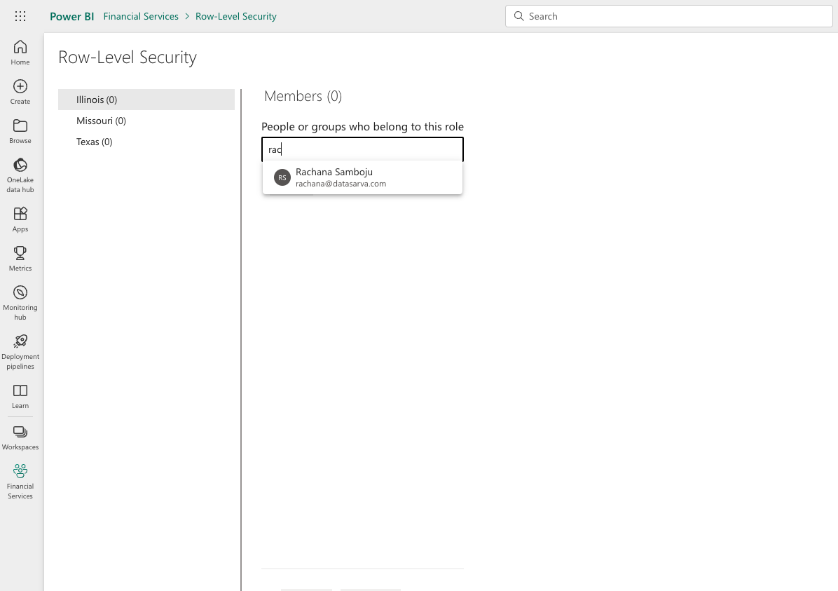 RLS tab in PowerBI service